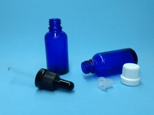 frasco vidro azul aplicação